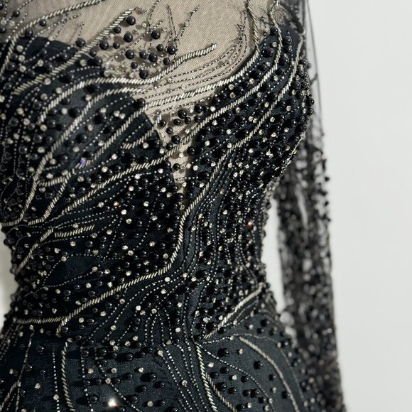 Brand New US 10 GEMY MAALOUF Beaded Embroidered Evening Gown - Picture 5 of 13